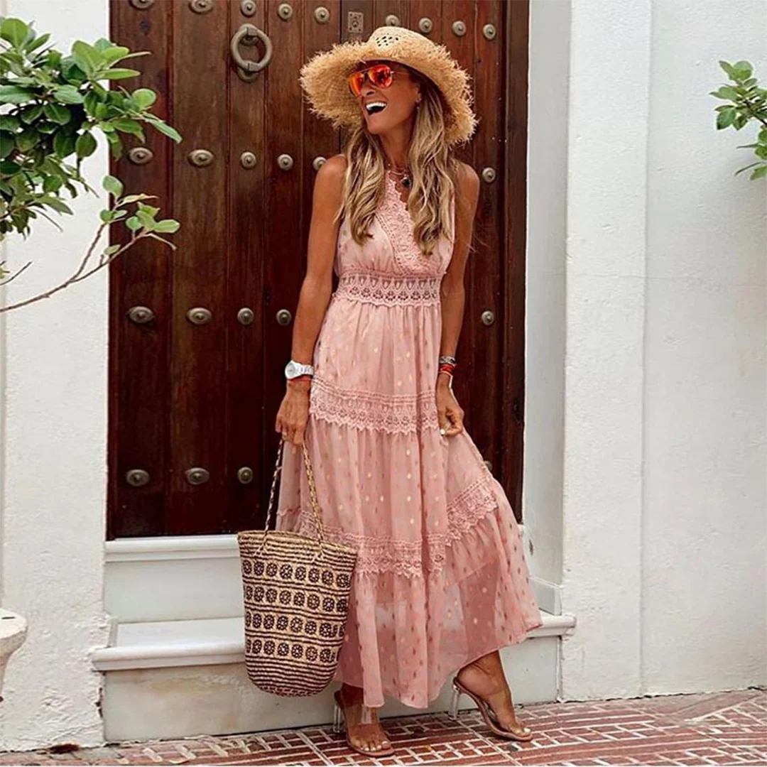 Kenra – Boho-chic Polka Dot Maxi Dress