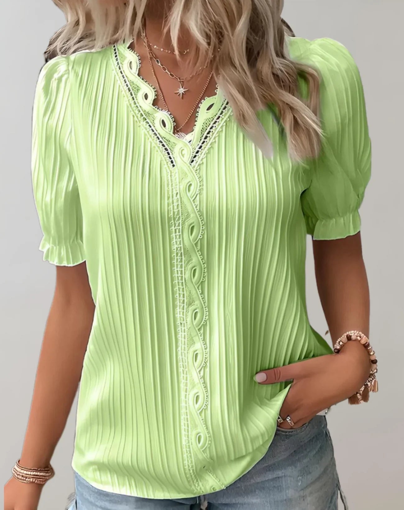Cressida – Blouse Cotton Lace Trim