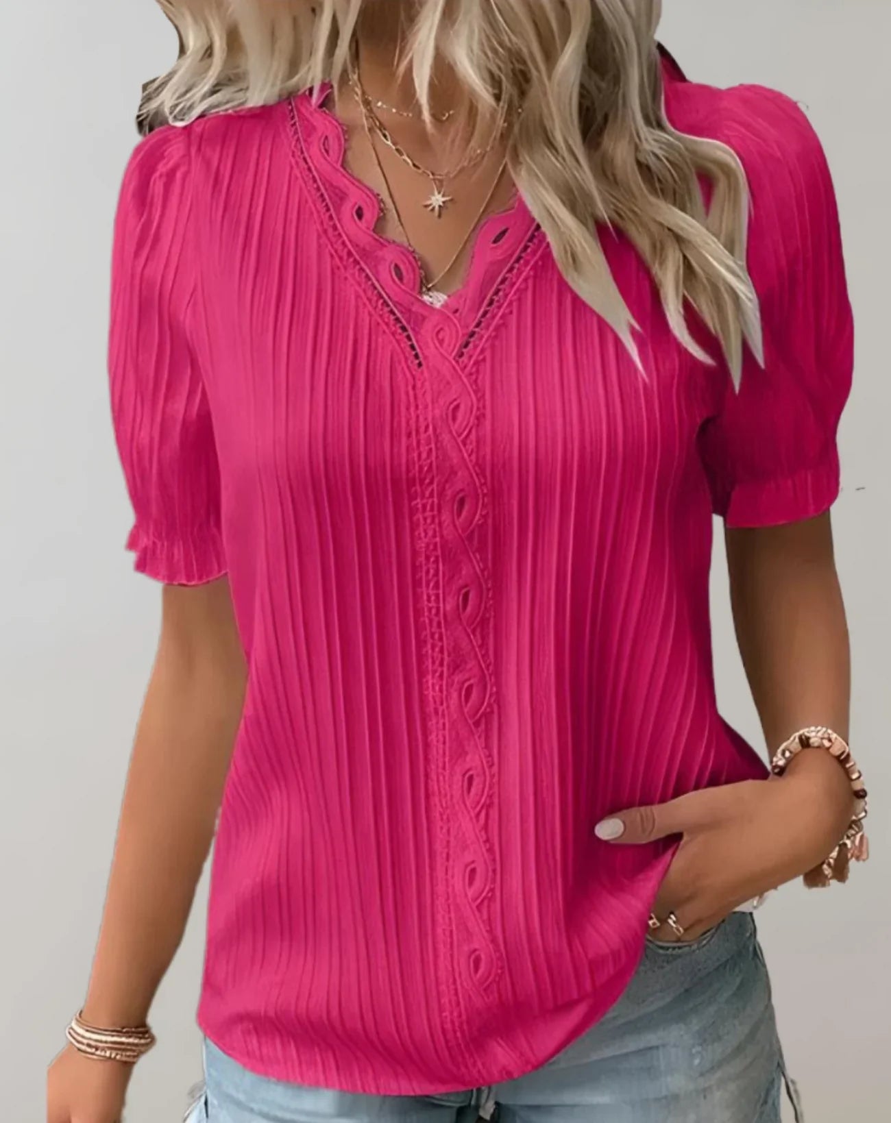 Cressida – Blouse Cotton Lace Trim