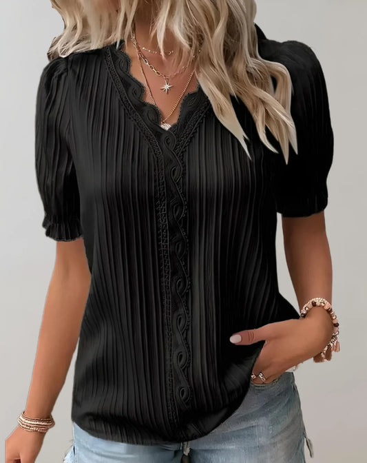 Cressida – Blouse Cotton Lace Trim