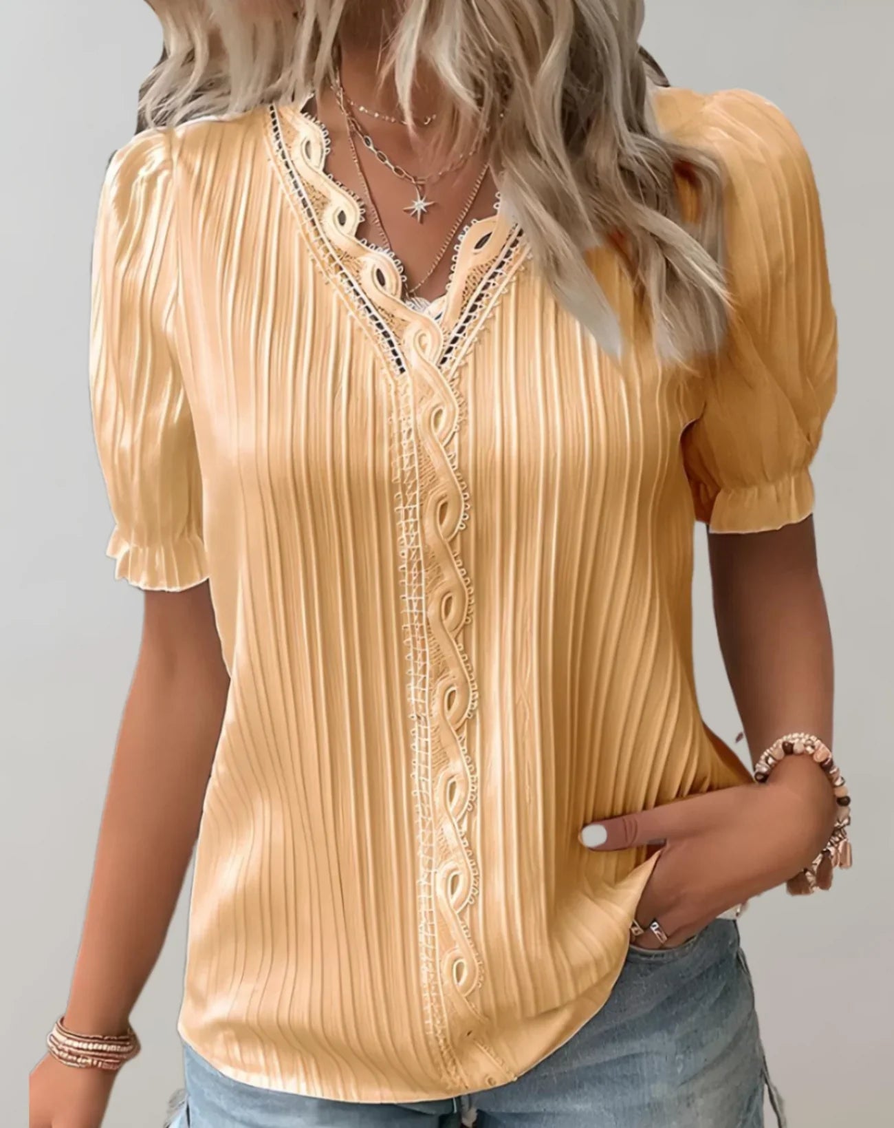 Cressida – Blouse Cotton Lace Trim