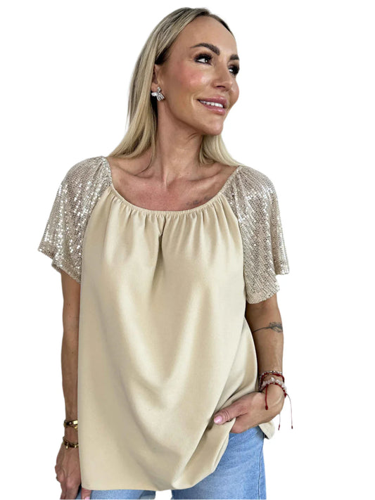Lianora – Elegant Sequin Sleeves Blouse