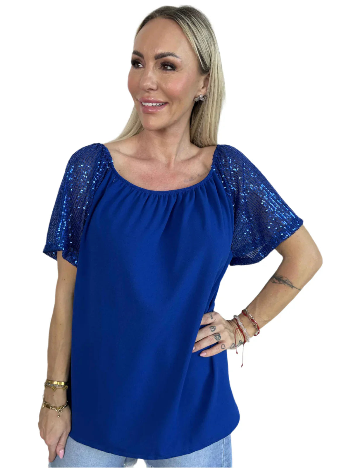 Lianora – Elegant Sequin Sleeves Blouse