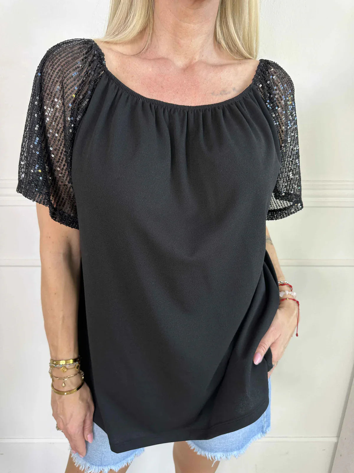 Lianora – Elegant Sequin Sleeves Blouse