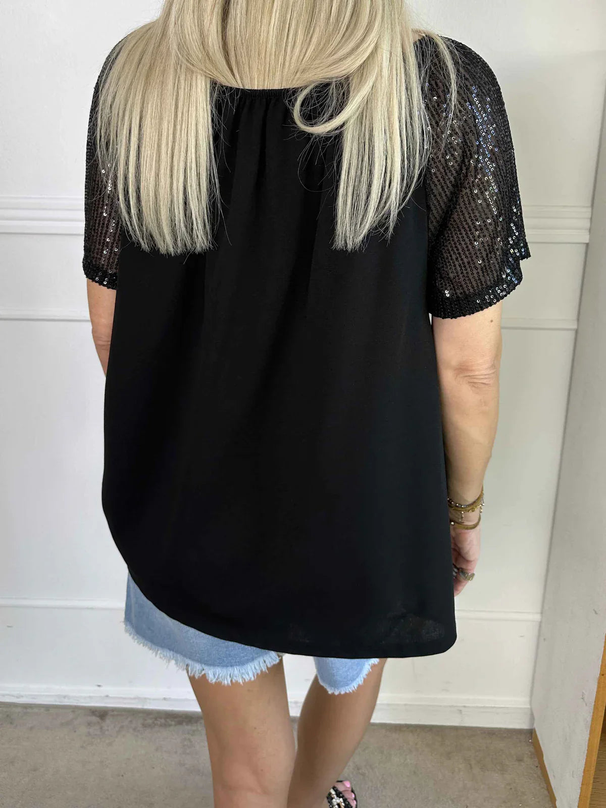 Lianora – Elegant Sequin Sleeves Blouse