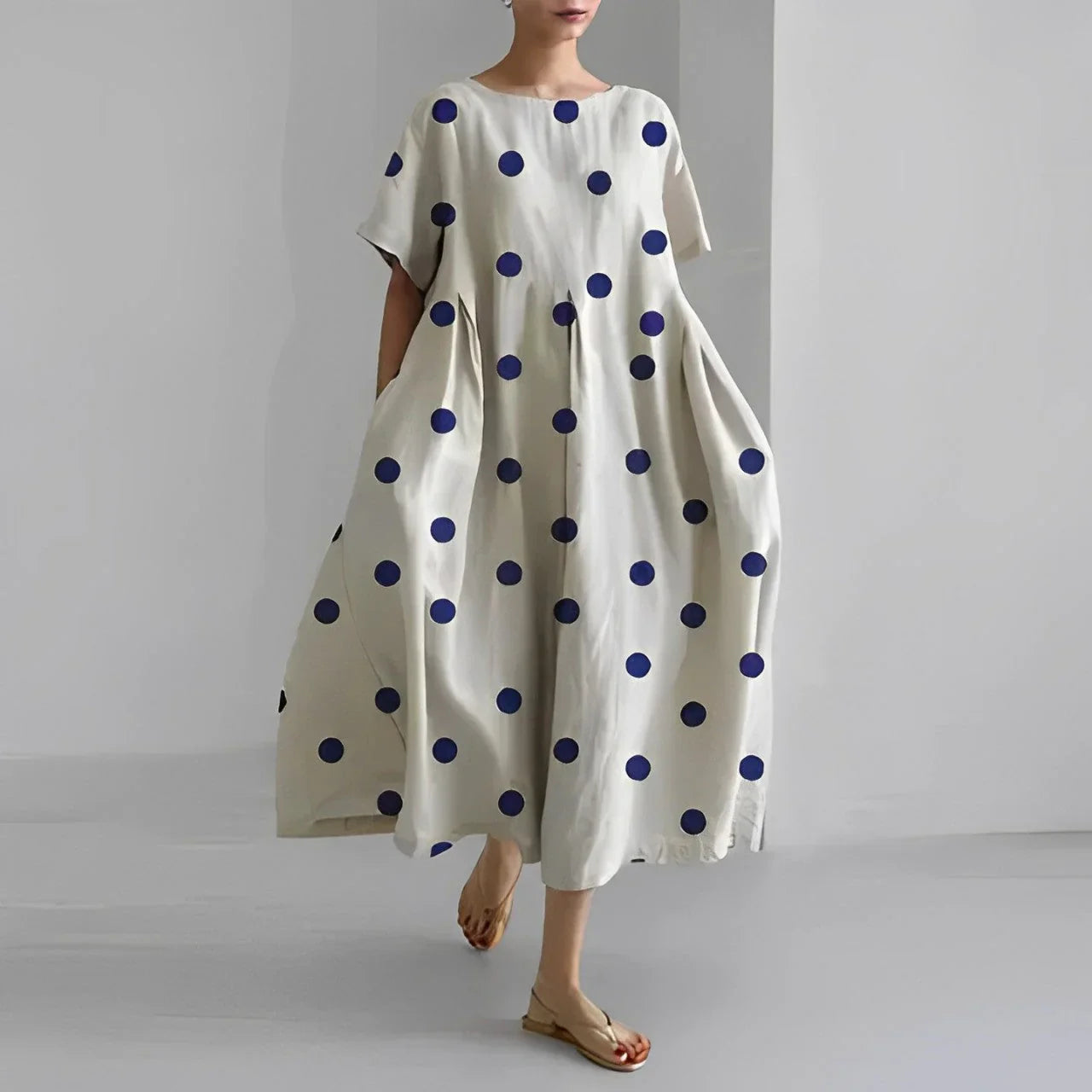 Akio – Oversized Floral Cotton Maxi Dress