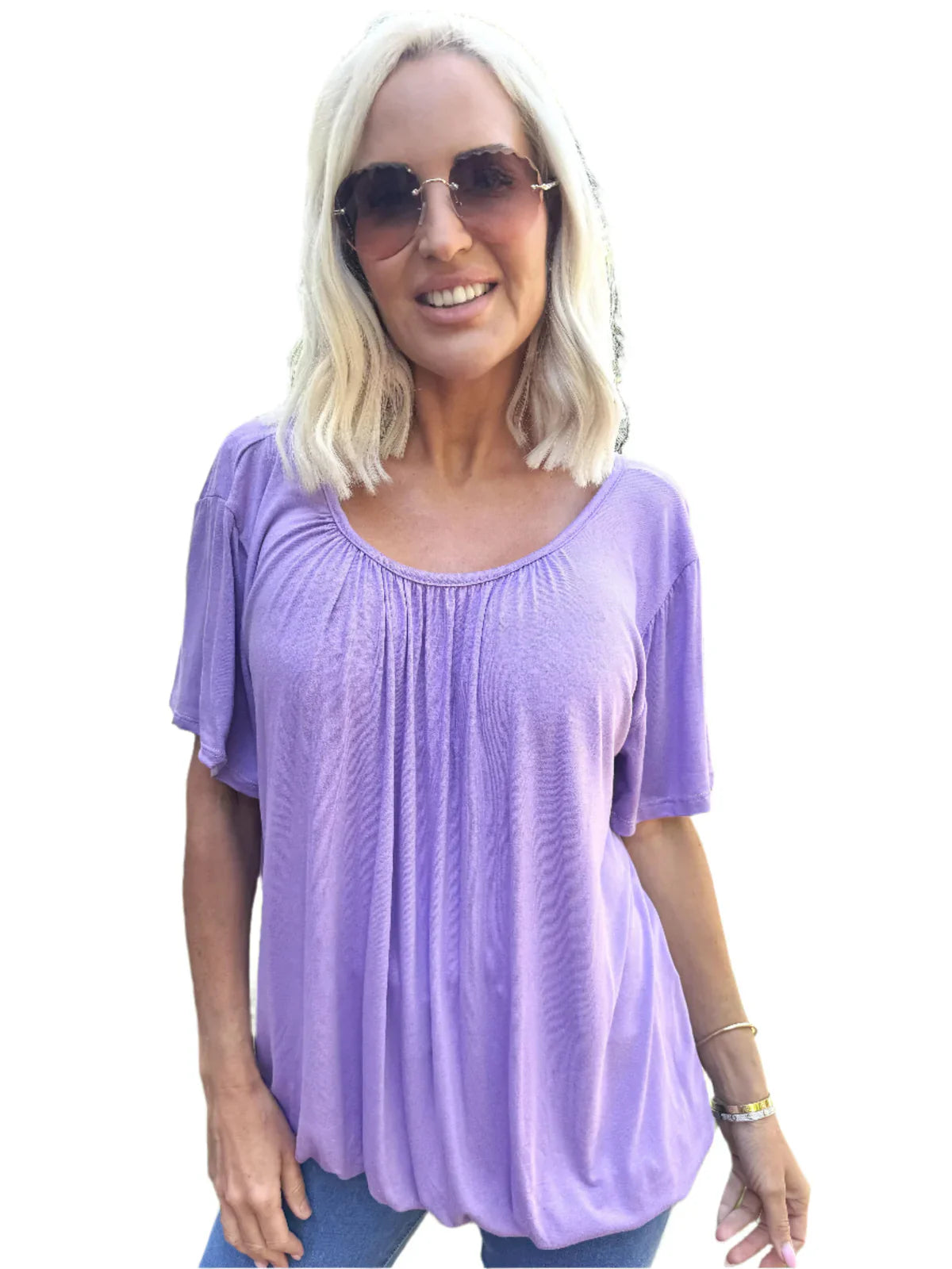 Tserin – Loose-fitting Round Neck Pleated Top