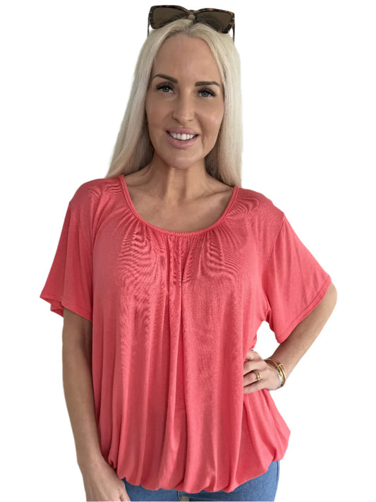 Tserin – Loose-fitting Round Neck Pleated Top