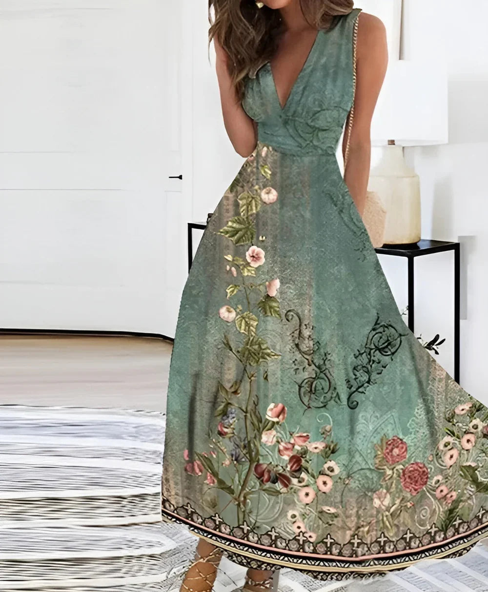 Mirethiel – Elegant Floral Maxi Dress