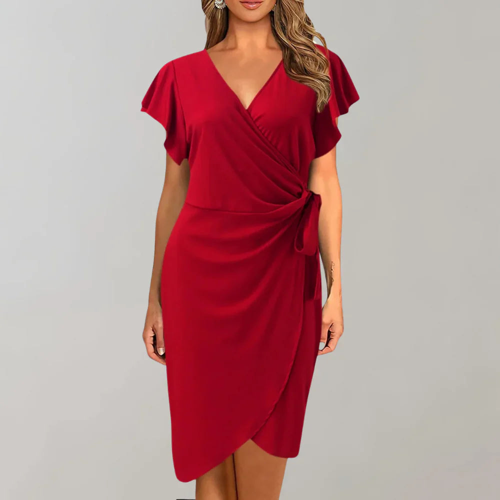 Serena – Flutter Sleeves Wrap Dress