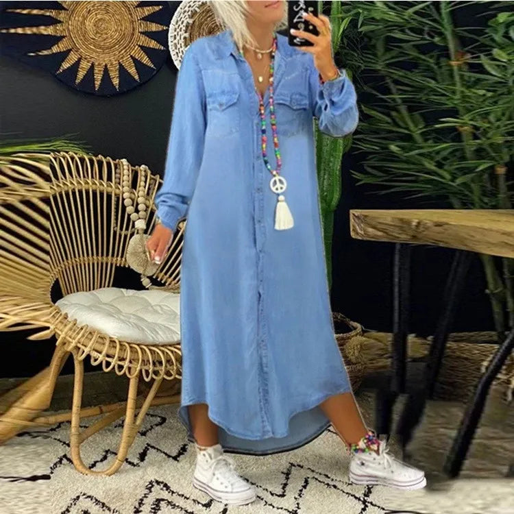 Luneth – Long-sleeved Denim Dress