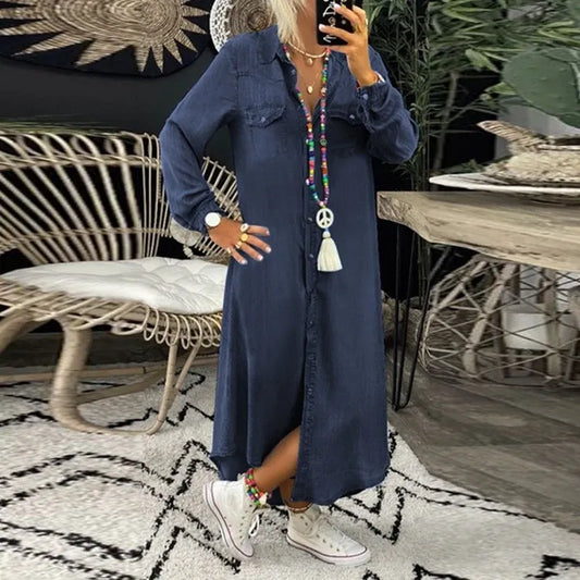 Luneth – Long-sleeved Denim Dress