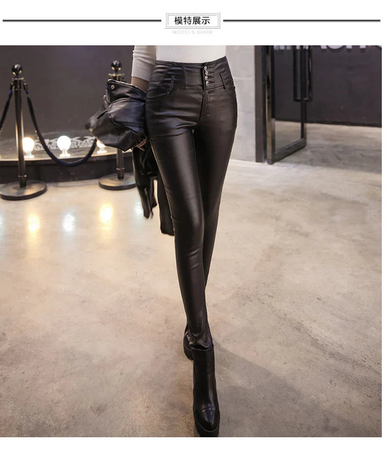 Calidora – High-waisted Leather Skinny Pants
