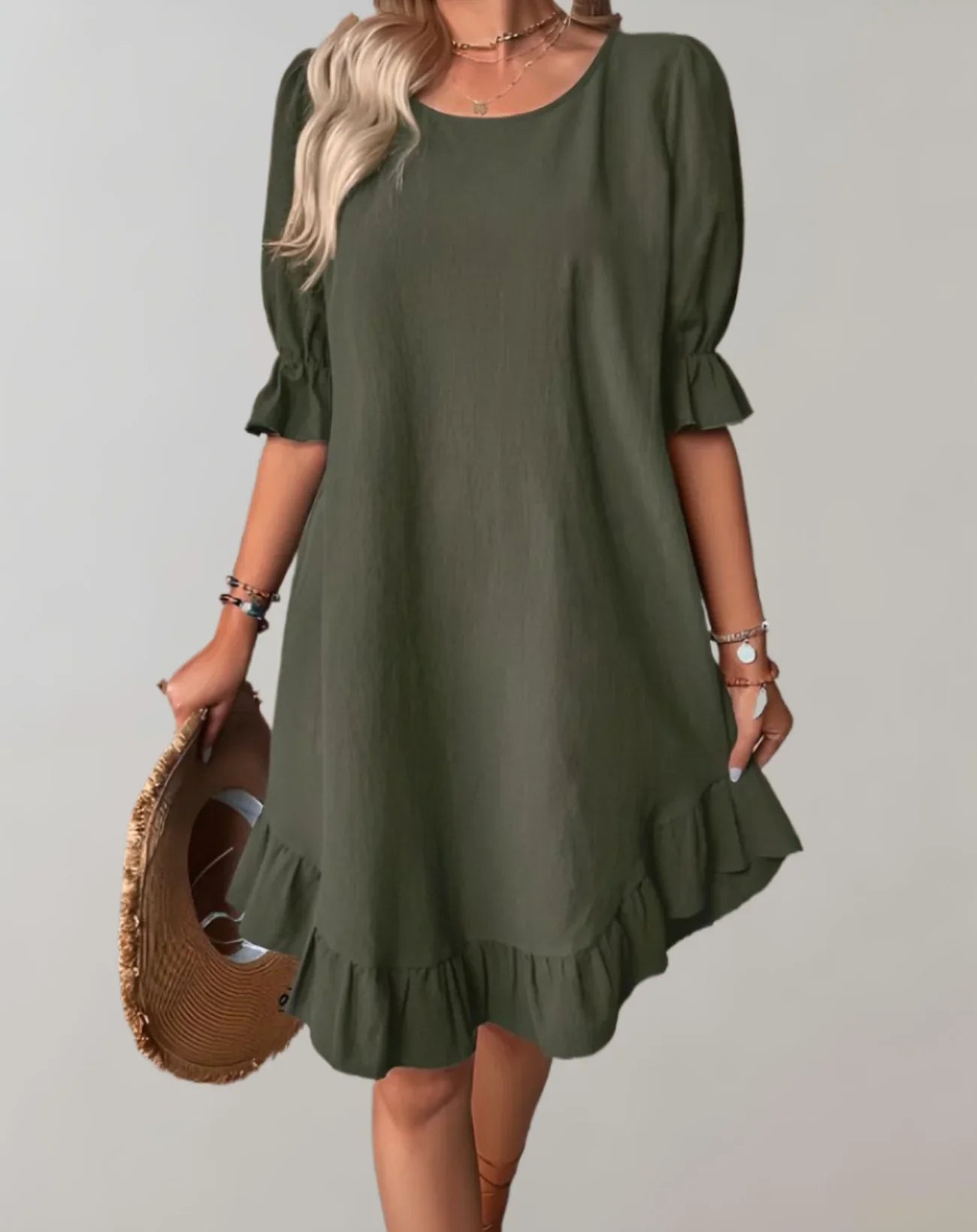 Larkin – Elegant Linen Ruffled Dress