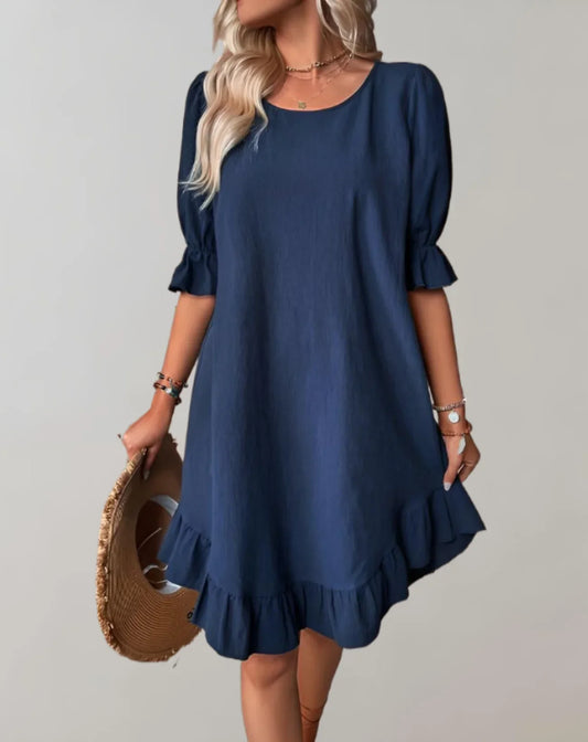 Larkin – Elegant Linen Ruffled Dress