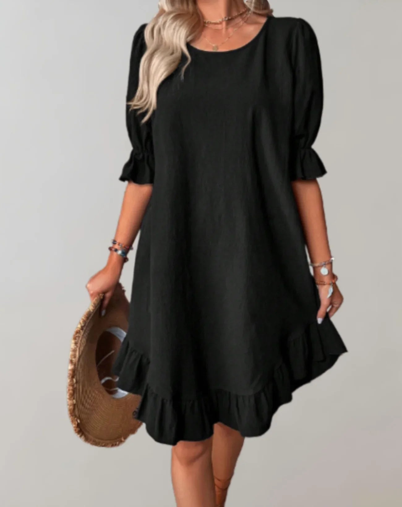 Larkin – Elegant Linen Ruffled Dress