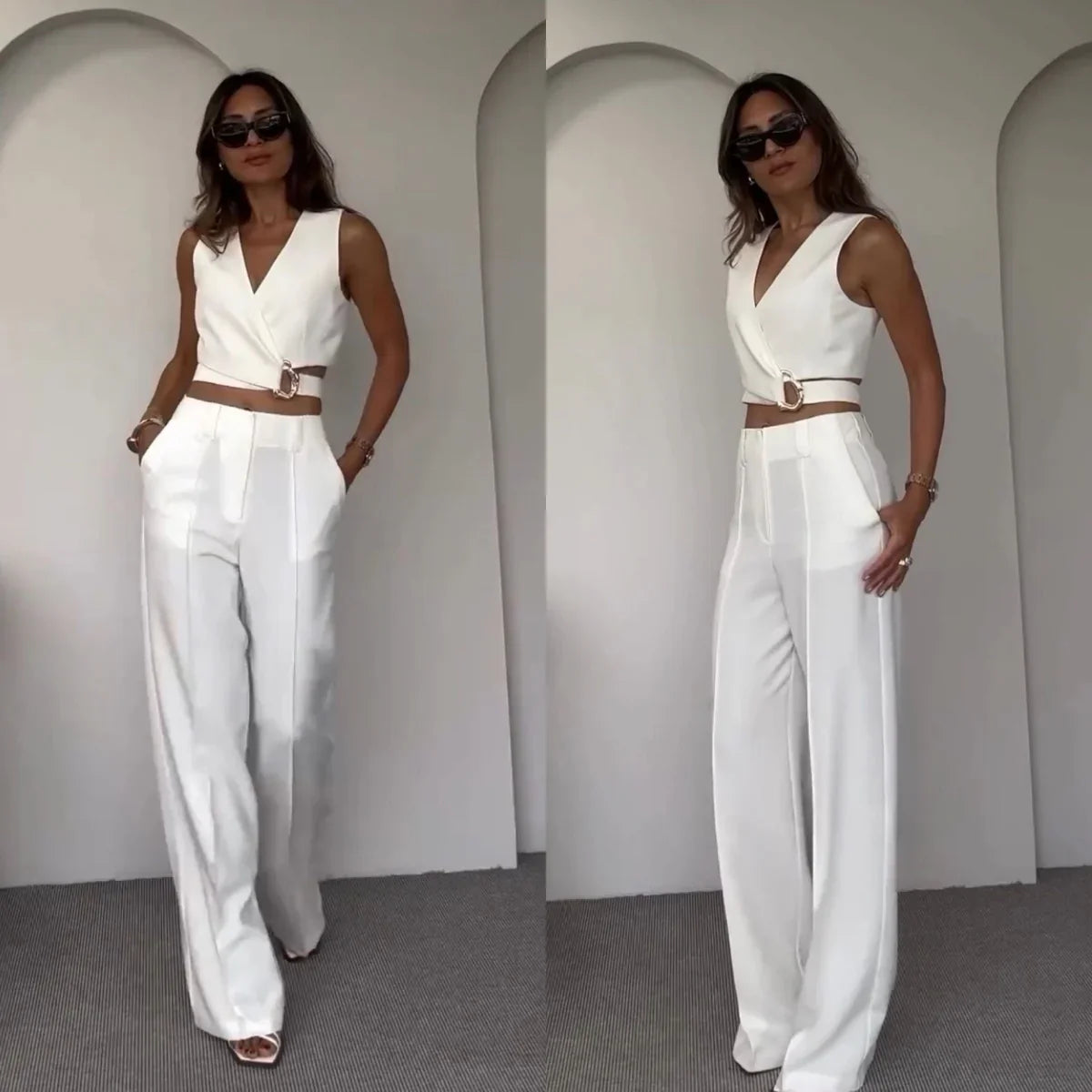 Kendra - Elegant Two-piece Set with Statement Buckle