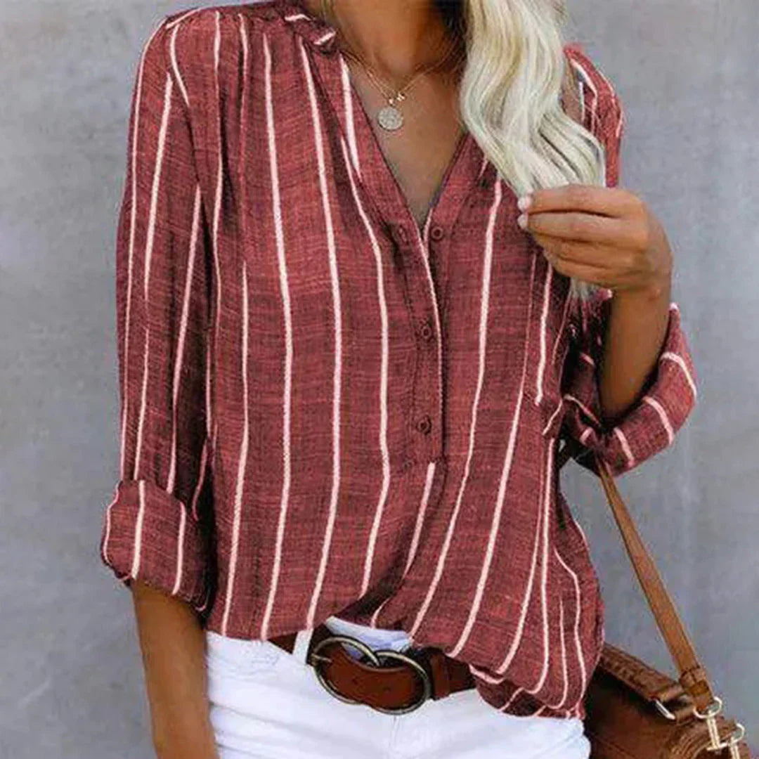 Ambrina – Striped Cotton Linen Blouse