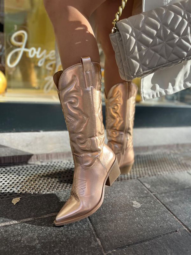 Gracie - Elegant metallic cowboy boots