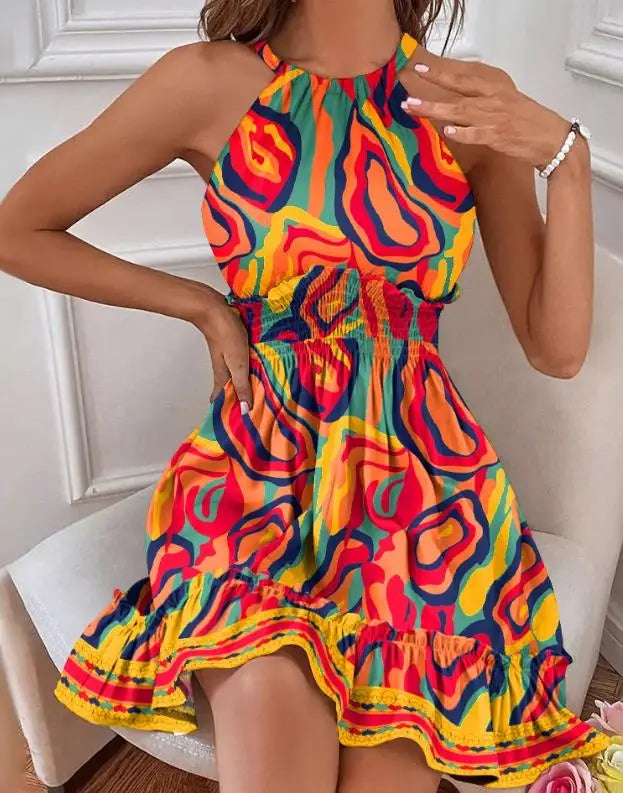 Francine - Sleeveless Halter Mini Dress
