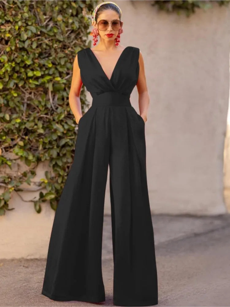 Amelith – Elegant V-neck Jumpsuit