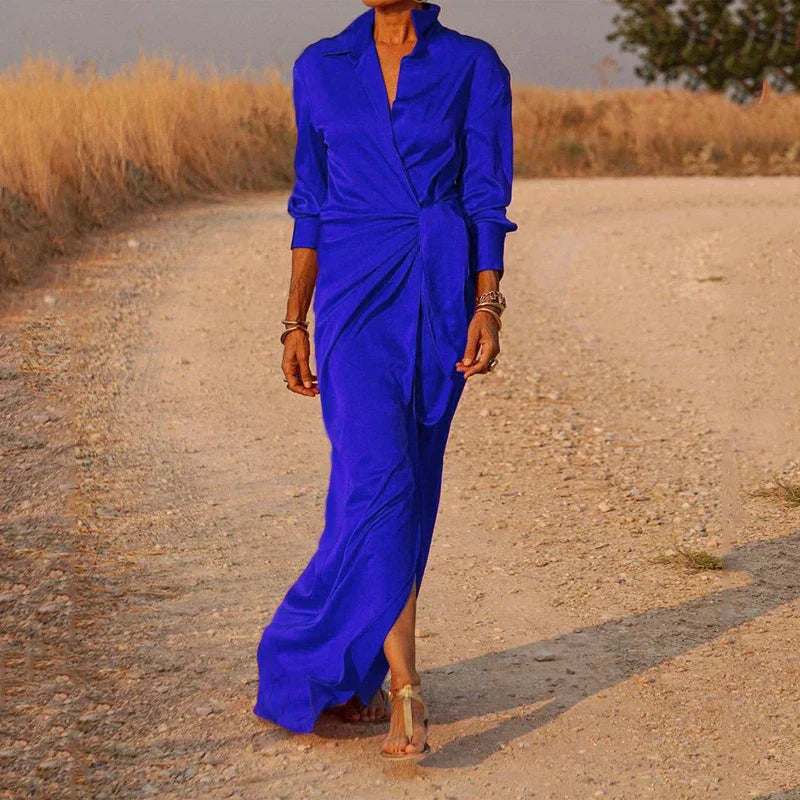 Aryana – Elegant Satin Maxi Wrap Dress