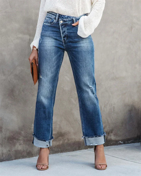 Jescha – High Waist Jeans with Rolled Hem
