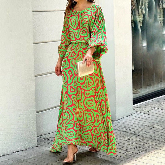 Rosmielle – Stylish Abstract Print Maxi Dress