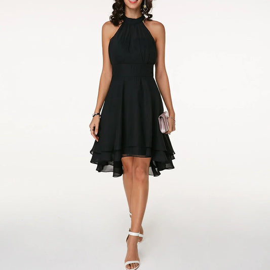 Zaleia – Elegant High Neck Chiffon Dress