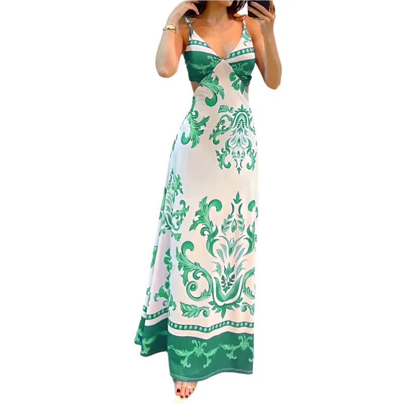 Sorimae – Emerald Green Baroque Maxi Dress
