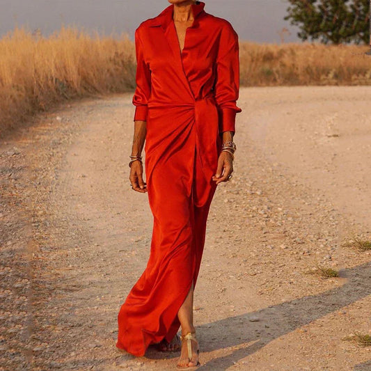 Aryana – Elegant Satin Maxi Wrap Dress