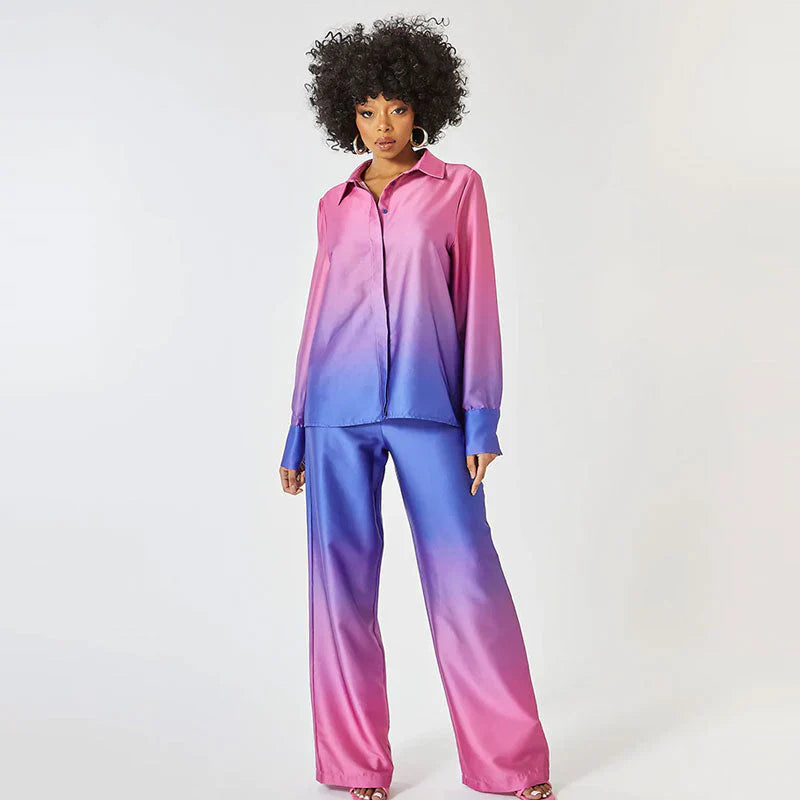 Saharise – Luxurious Ombre Satin Set