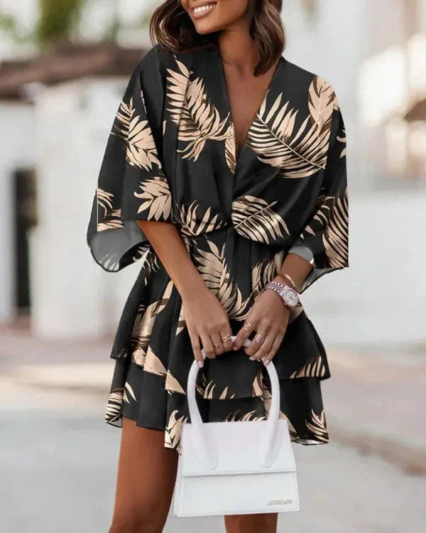 Gloria – Stunning V-neck Ruffle Mini Dress