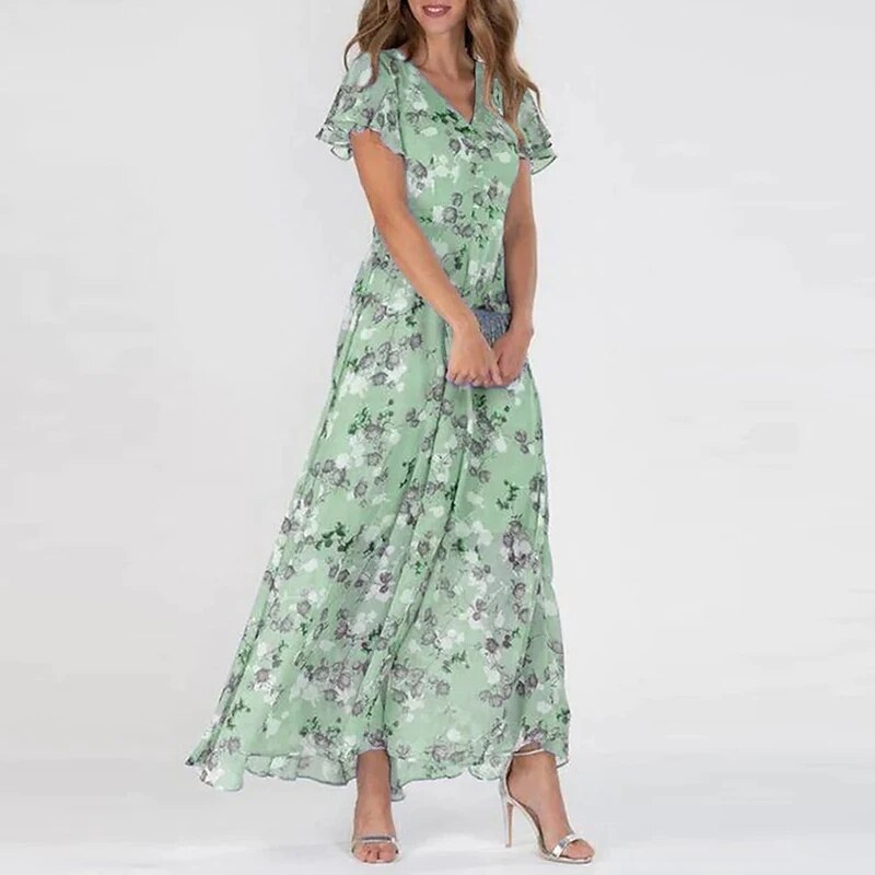Josephine - Long Summer Dress with Floral Pattern