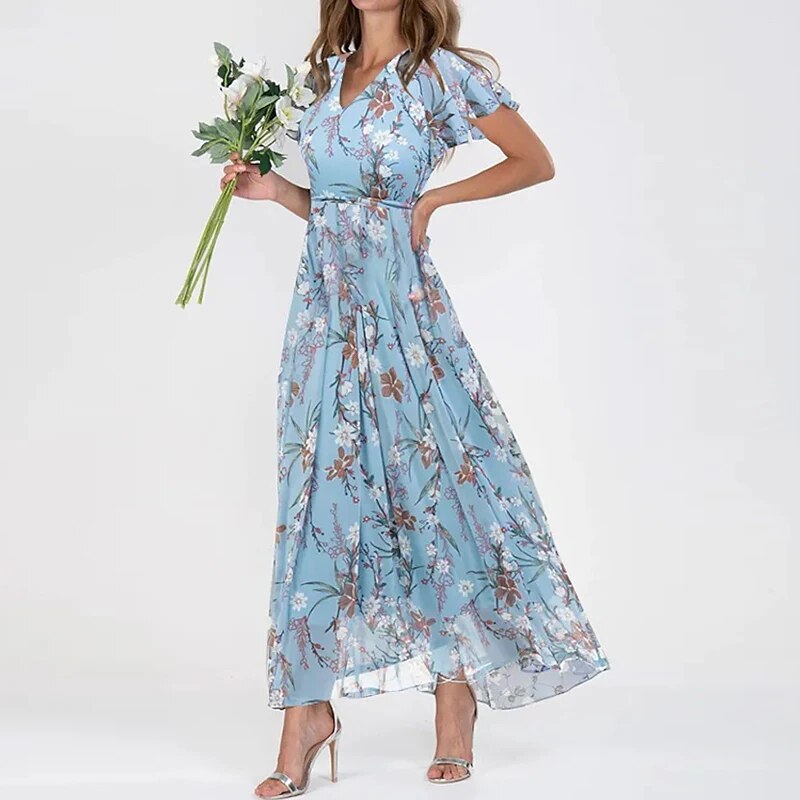 Josephine - Long Summer Dress with Floral Pattern