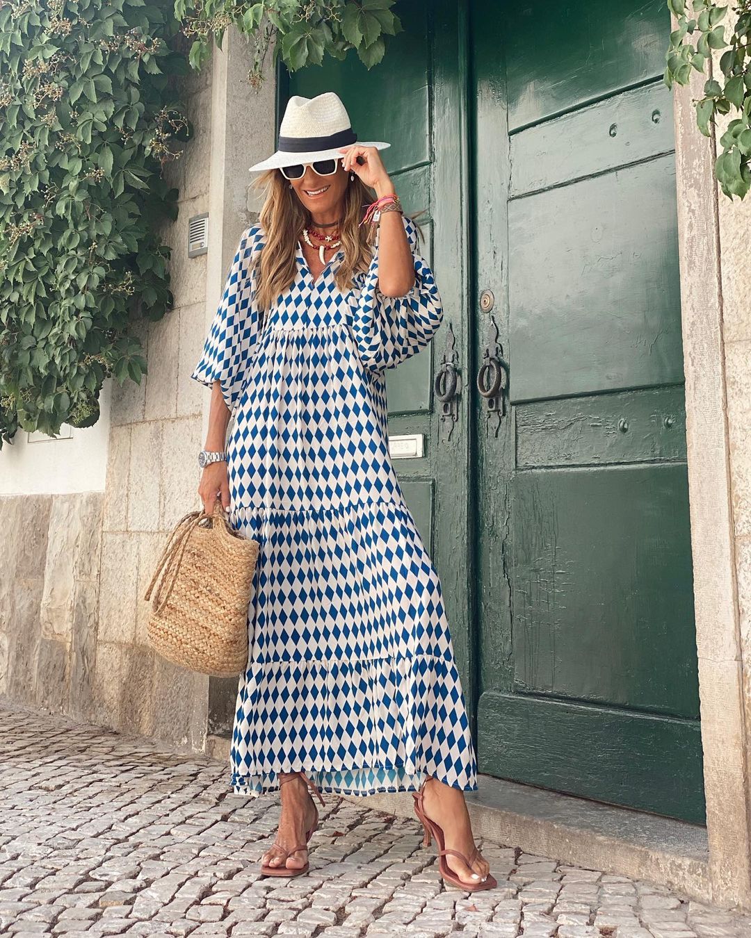 Urvee – Boho Chic Printed Tiered Maxi Dress
