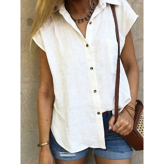 Carita – Cotton-linen Button Down Blouse