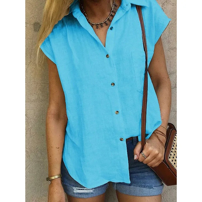 Carita – Cotton-linen Button Down Blouse