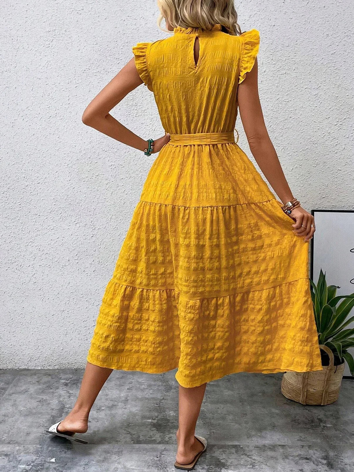 Anneth – Cotton Ruffled Sleeves Dress