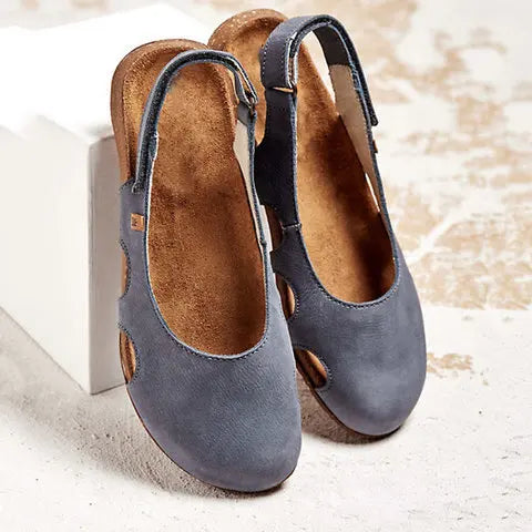 Ravena – Flat Leather Sandals with Slingback