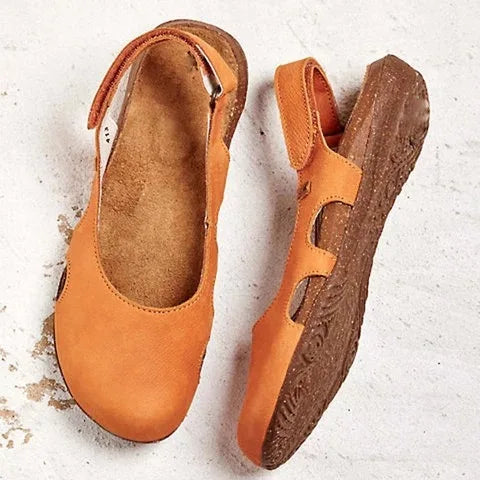 Ravena – Flat Leather Sandals with Slingback