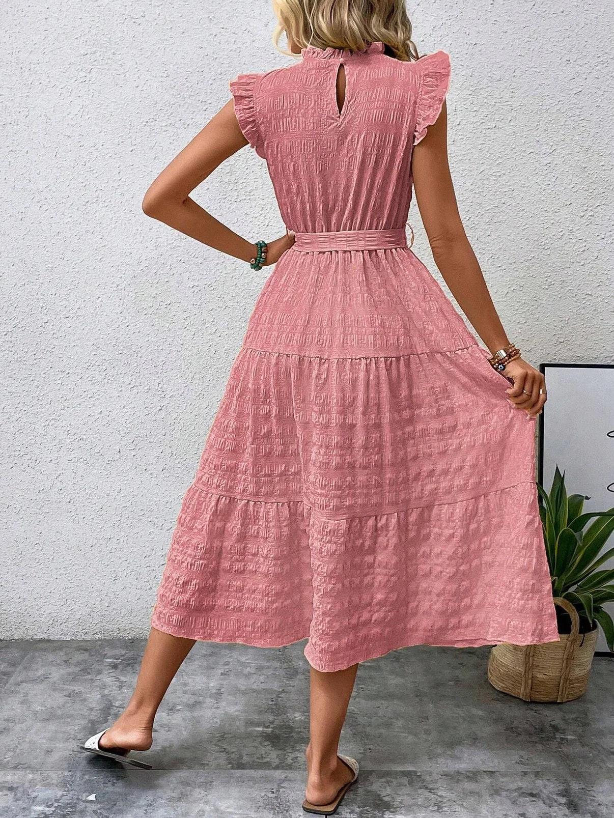 Anneth – Cotton Ruffled Sleeves Dress