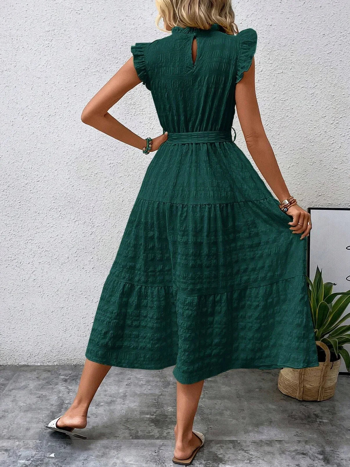 Anneth – Cotton Ruffled Sleeves Dress