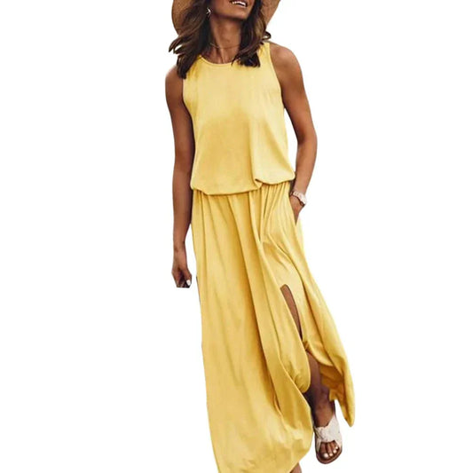 Irmgard – Sleeveless Maxi Tank Dress with Side Slit