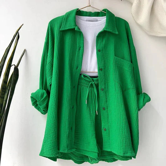 Luze – Stylish Set Cotton Shirt and Shorts