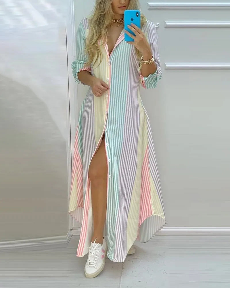 Heidrun – Buttoned Maxi Shirt Dress