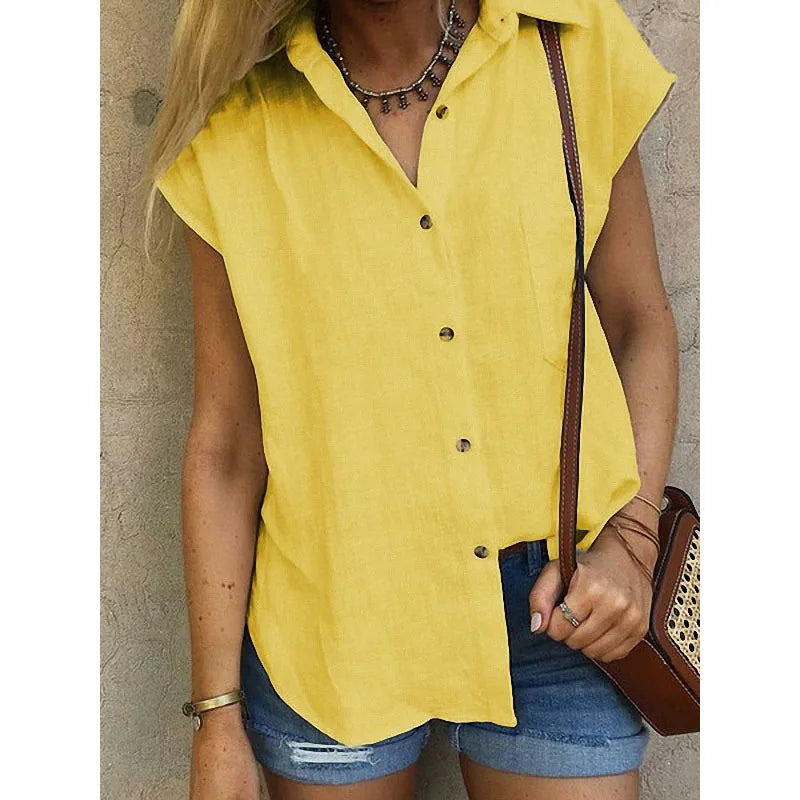 Carita – Cotton-linen Button Down Blouse