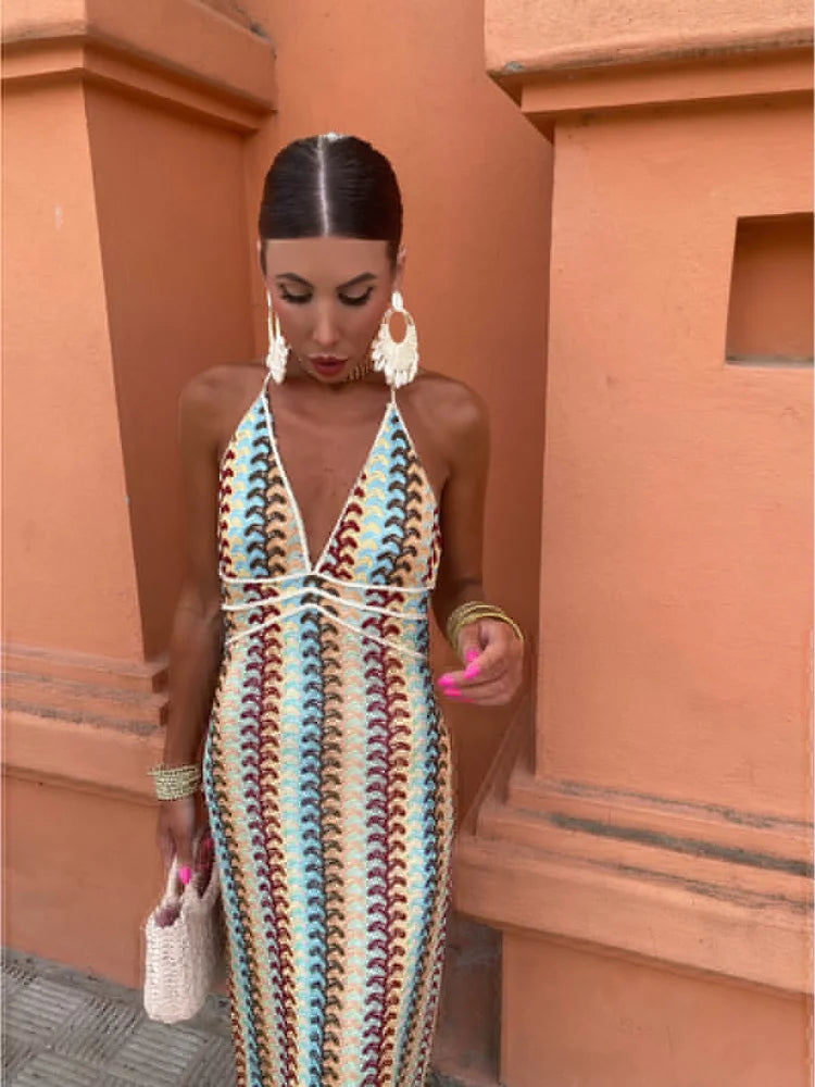 Myrren – Stunning Boho-chic Halterneck Maxi Dress