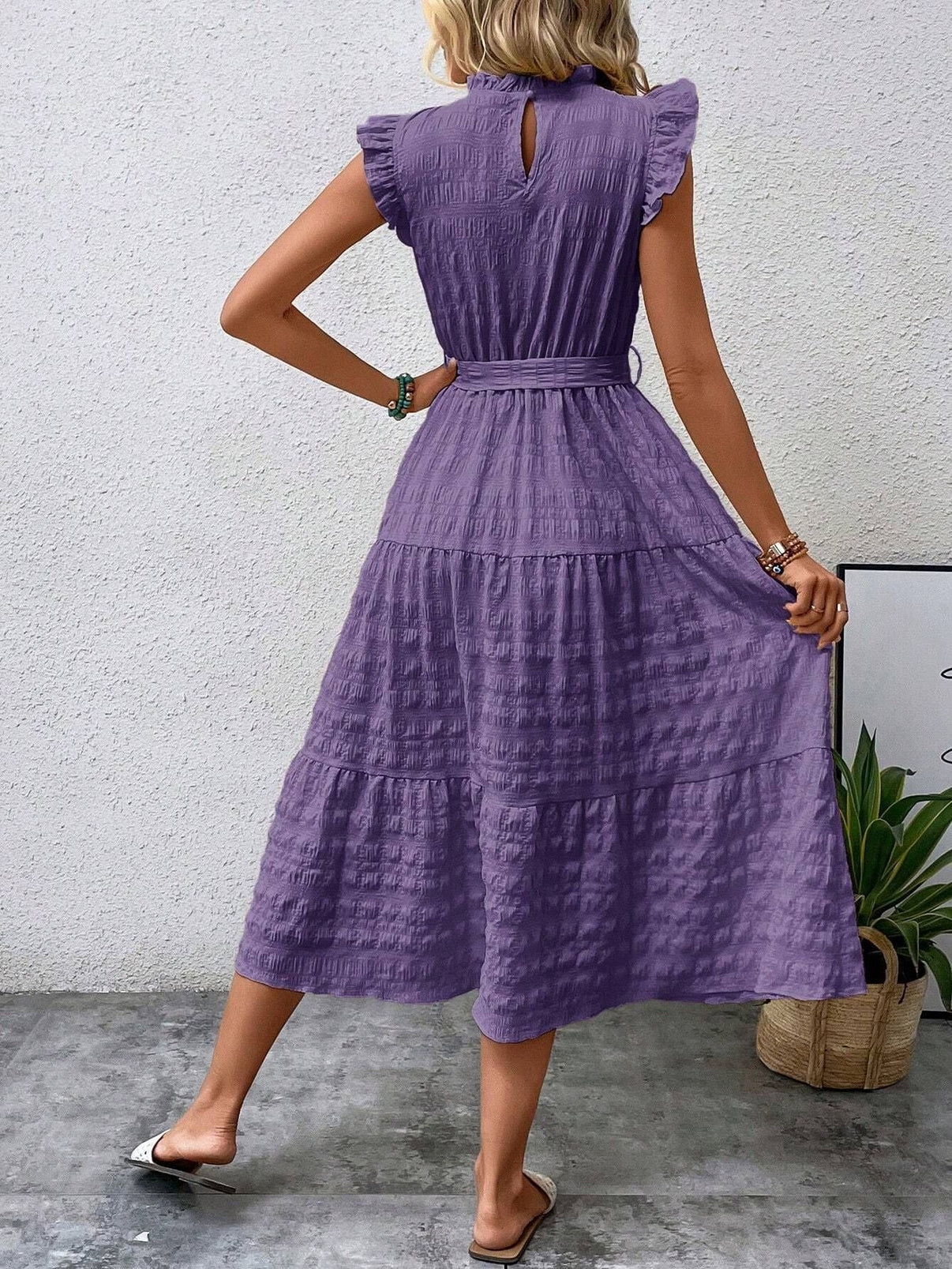 Anneth – Cotton Ruffled Sleeves Dress
