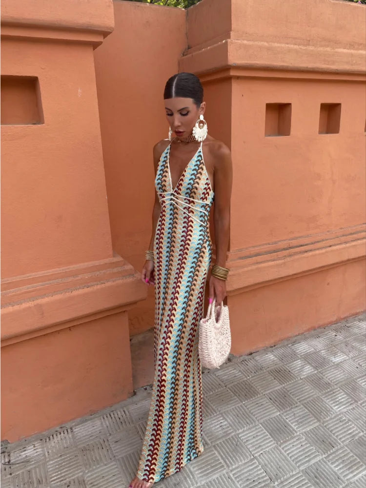 Myrren – Stunning Boho-chic Halterneck Maxi Dress